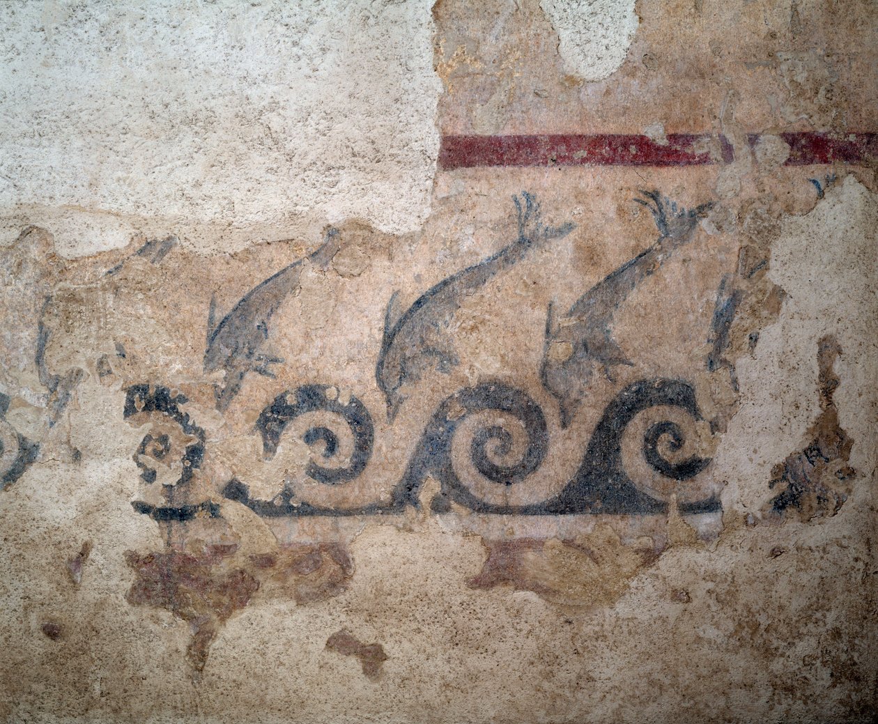 Yksityiskohta freskon bruschin haudasta, 2. vuosisadalta eKr tekijältä Etruscan