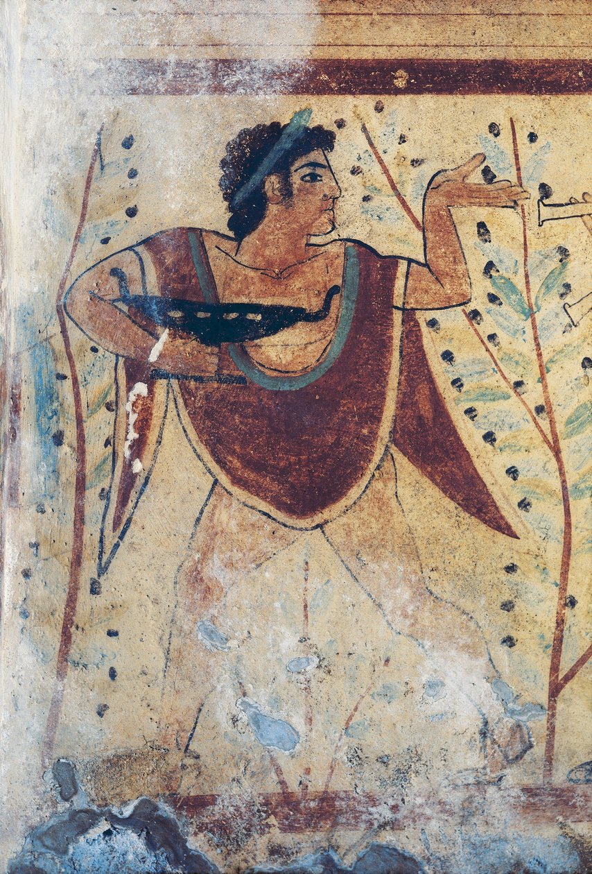 Etruskien nekropolit, Leopardin hauta, freskoyksityiskohta tekijältä Etruscan