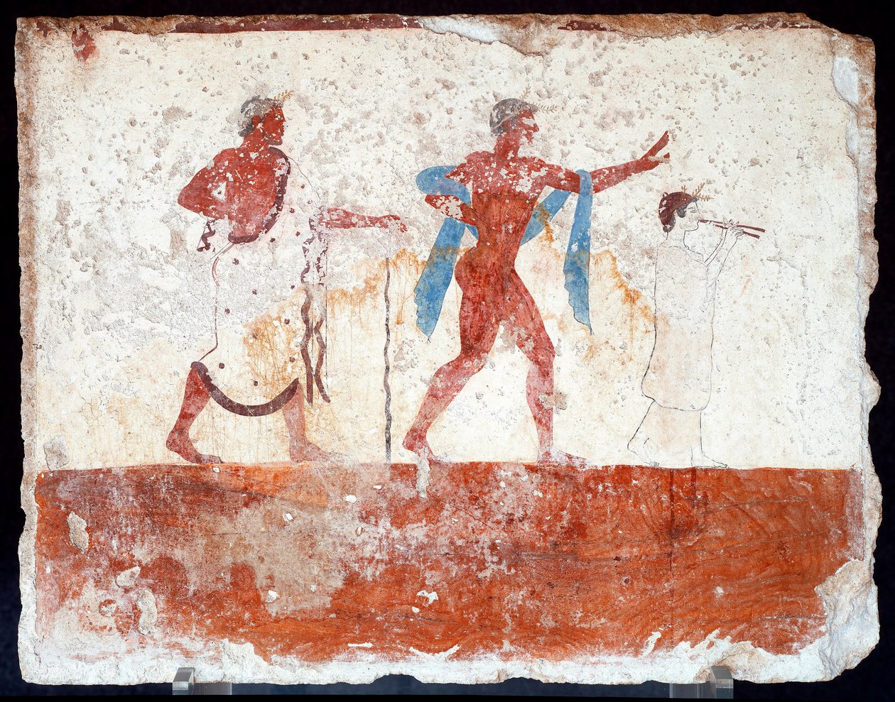 Etruskien taide: nuori efebe, muusikko ja seremonian mestari. Fresko "sukeltajan" haudasta. Paestumin eteläiseltä hautausmaalta. 480-470 eaa. Museo Archeologico Nazionale, Paestum tekijältä Etruscan