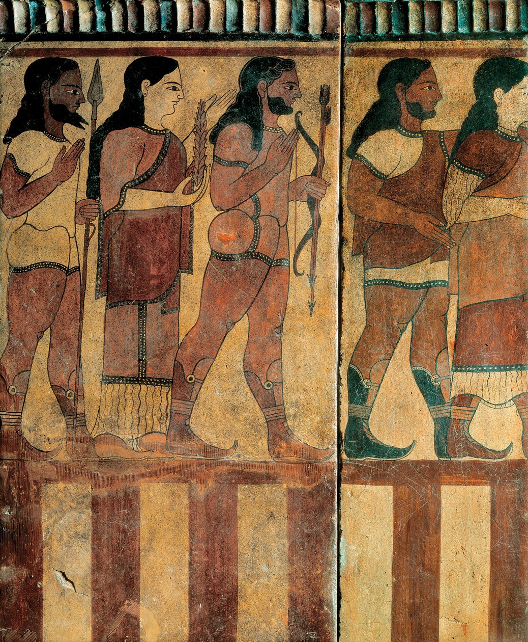 Etruskien sivilisaatio - "plaketti Campana", joka edustaa kulkue Banditaccia Necropolisista, Cerveteri, Rooma, 550-520 eKr. (terrakotta) tekijältä Etruscan