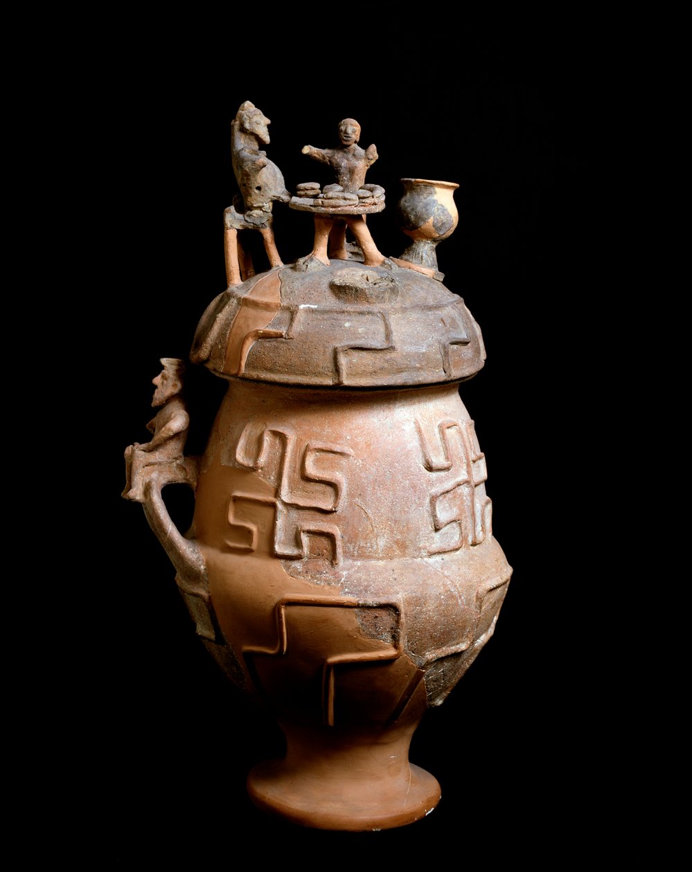 Etruskien sivilisaatio, hautajaisriitti: maljakko Montescudaiosta, Italiasta 650 eaa. tekijältä Etruscan