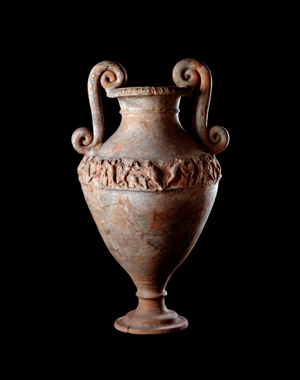Etruskien sivilisaatio: terrakotta-amfora Poggio Salan haudasta, Italiasta 4. vuosisadalta eKr. Halkaisija 48 cm tekijältä Etruscan