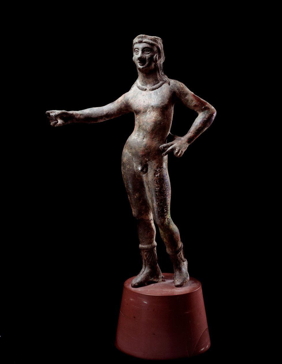 Etruskien sivilisaatio: "" Culsans -suunnittelun jumaluus"" Pronssiveistos, 3. vuosisadalla eKr. Cortonasta, Italiasta Halkaisija 30 cm tekijältä Etruscan
