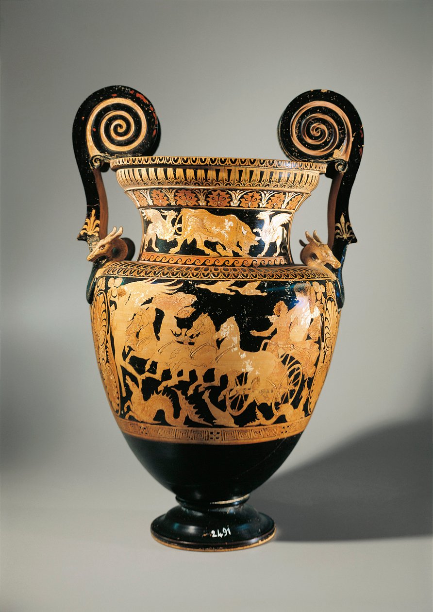 Italia, Lazio, Civita Castellana, Falerii, Volute krater (maljakko, jota käytetään viinin ja veden sekoittamiseen) tekijältä Etruscan