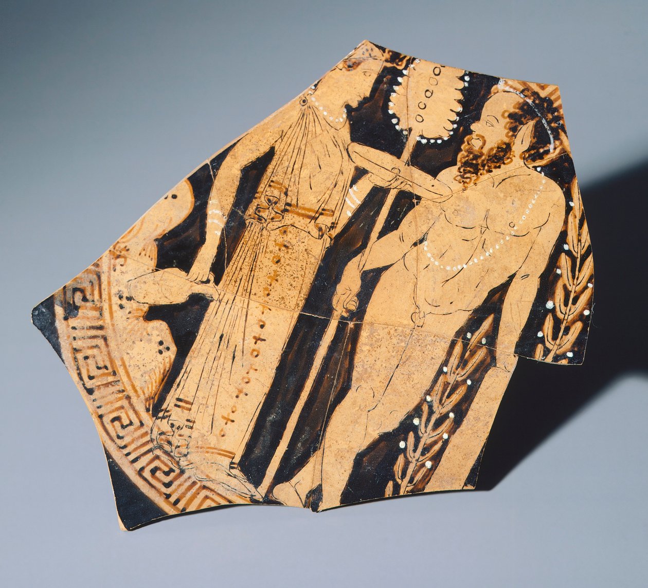 Villia Giulian taidemaalari Kylix, fragmentti. Punahahmoista keramiikkaa. Etruskien sivilisaatio, 4. vuosisadalla eKr. tekijältä Etruscan