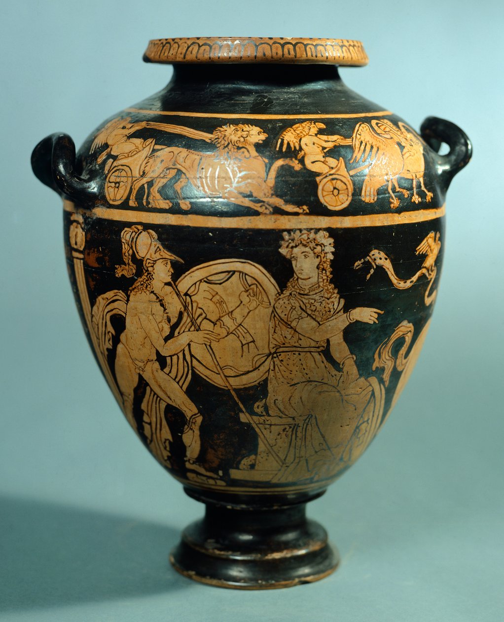Stamnos, punahahmoinen keramiikka Vulcista (Lazio). Etruskien sivilisaatio, 4. vuosisadalla eKr. tekijältä Etruscan