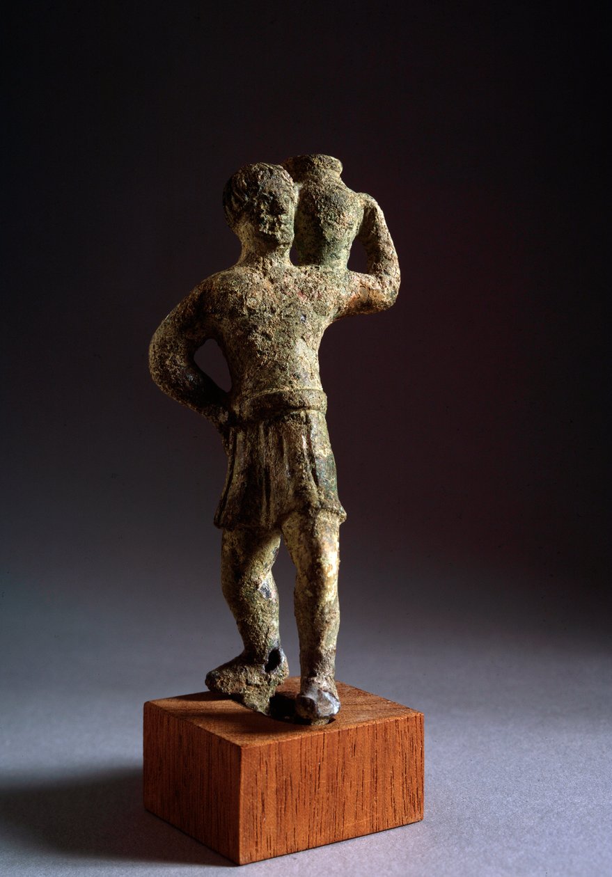 Etruskien sivilisaatio: tarjoaja - Pronssiveistos, 3. - 2. vuosisata eKr. Halkaisija 12,3 cm Broliosta, Italiasta (etruskien taidetta, tarjoaa miestä, pronssiveistos, Broliosta, Italiasta, 3.-2. vuosisadalla eKr., Dim 12,3 cm) Volterra Museo Guarnacci tekijältä Etruscan Etruscan