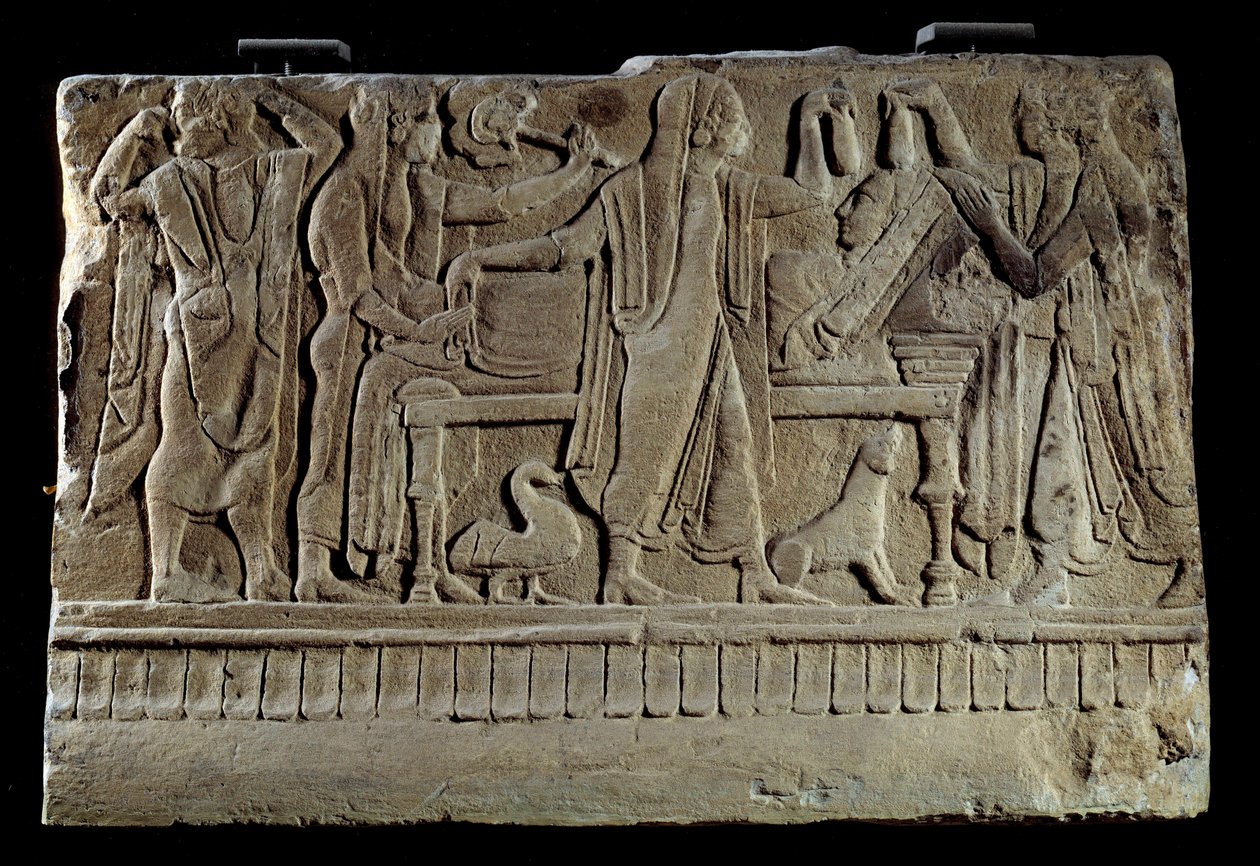 Etruskin antiikin aika: hautausmuistomerkki. Näyttely vainajasta hänen hautaussängyllään. Pariisi, Musee du Louvre tekijältä Etruscan Etruscan