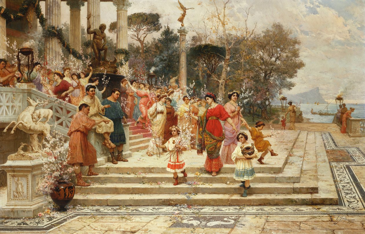 Neptunuksen juhla; La Fete de Neptune (öljy kankaalle) tekijältä Ettore Forti