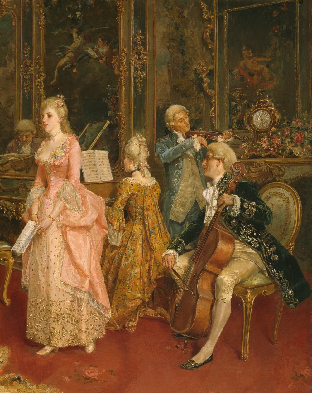 Konsertti Mozartin aikaan, 1853 (yksityiskohta) tekijältä Ettore Simonetti