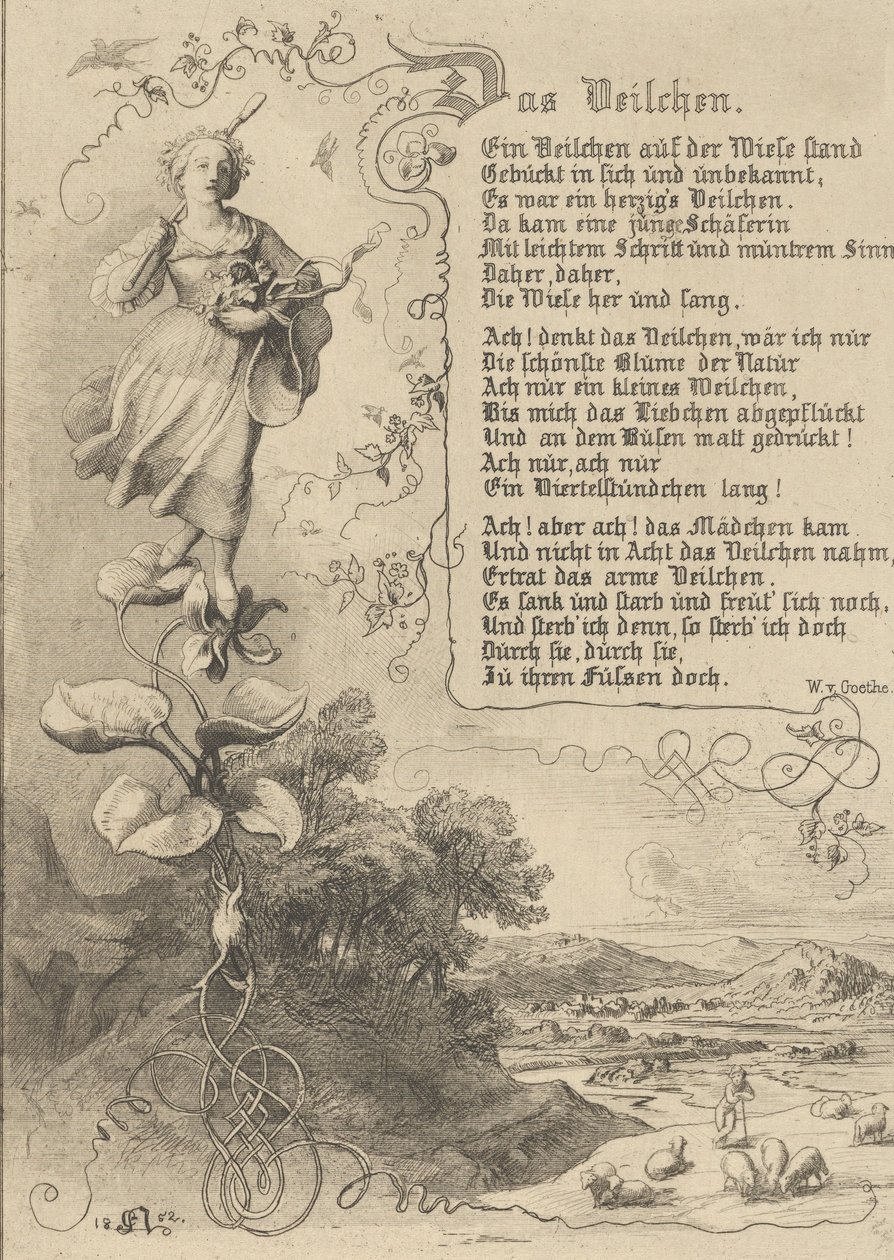 Lumme, alttoviulu, Thulen kuningas, kukkien kosto, 1852. tekijältä Eugen Napoleon Neureuther