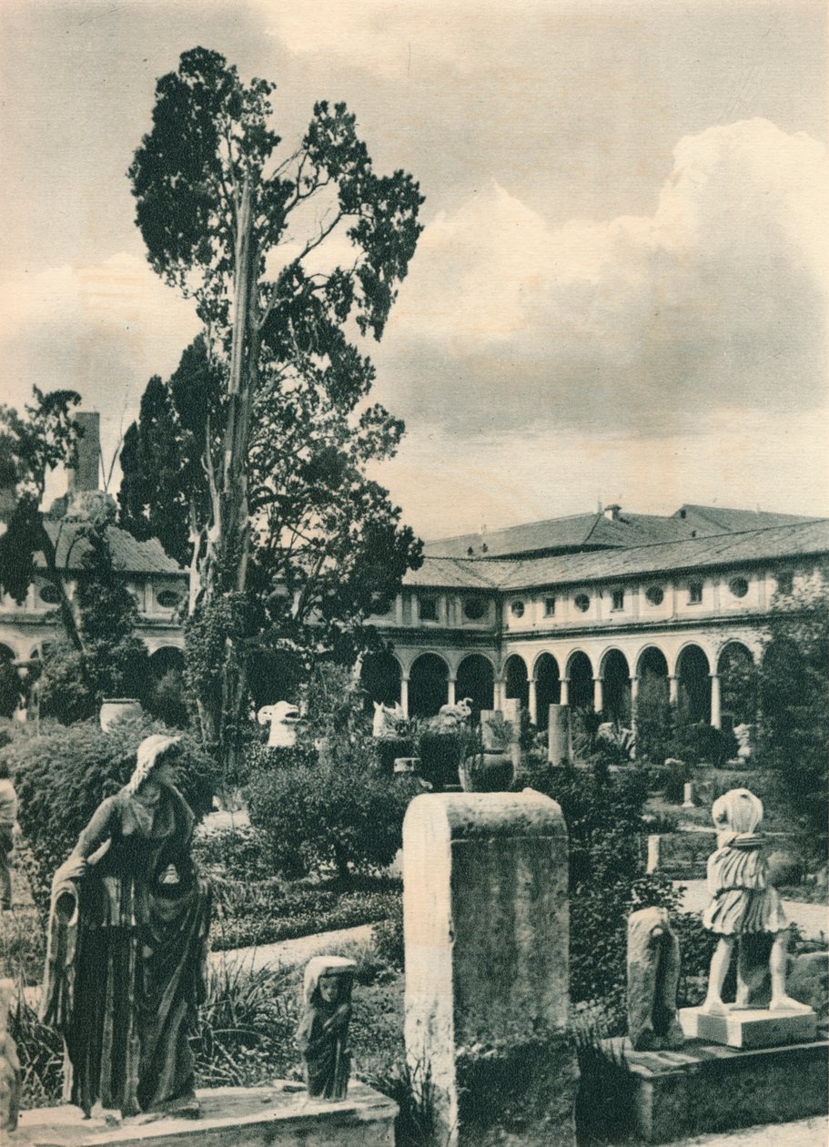 Puutarha Diocletianuksen kylpylämuseossa, Rooma, Italia, c1926 1927 tekijältä Eugen Poppel