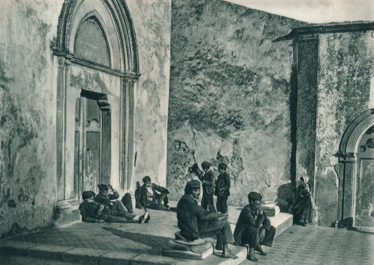 Lepää kirkon ulkopuolella, Taormina, Sisilia, Italia, 1927 tekijältä Eugen Poppel