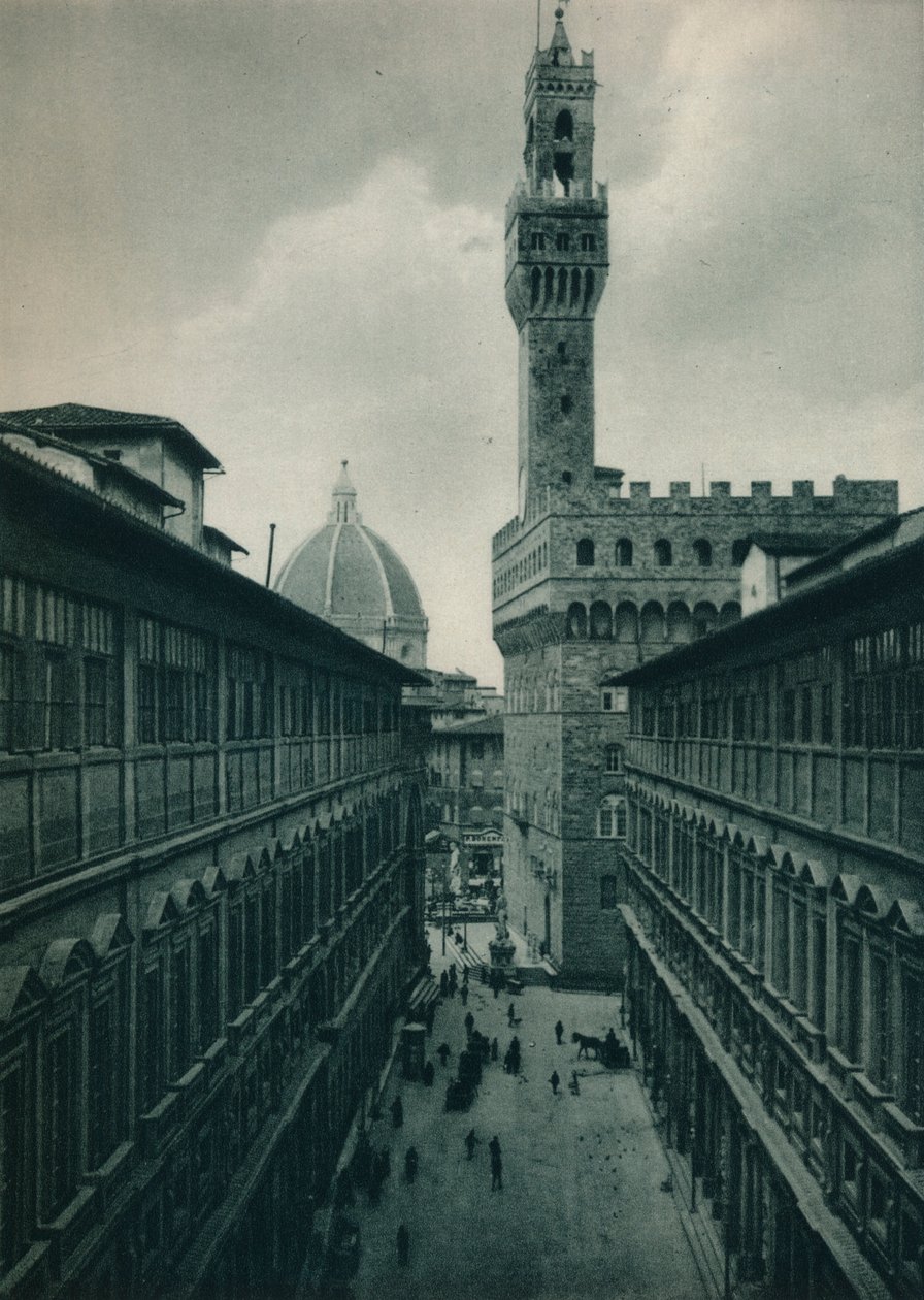 Palazzo Vecchio Uffizi-galleriasta, Firenzestä, Italiasta, 1927 tekijältä Eugen Poppel