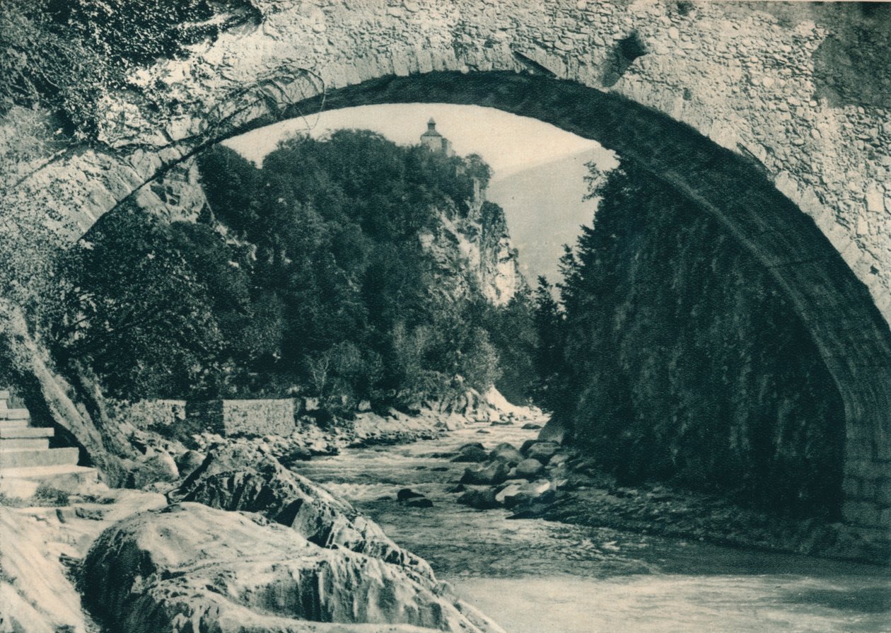 Passer-joki ja Zenon linna, Merano, Etelä-Tirol, Italia, 1927 tekijältä Eugen Poppel