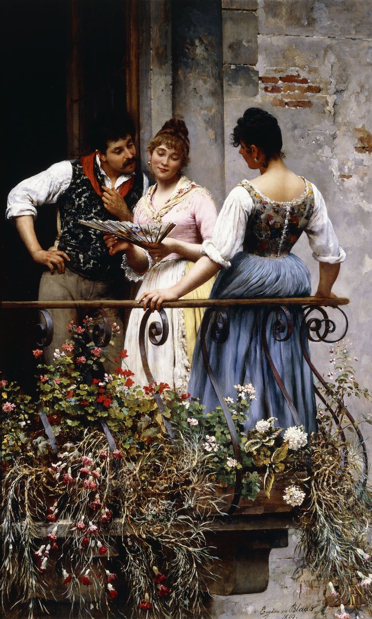 Parvekkeella, 1889 tekijältä Eugen von Blaas