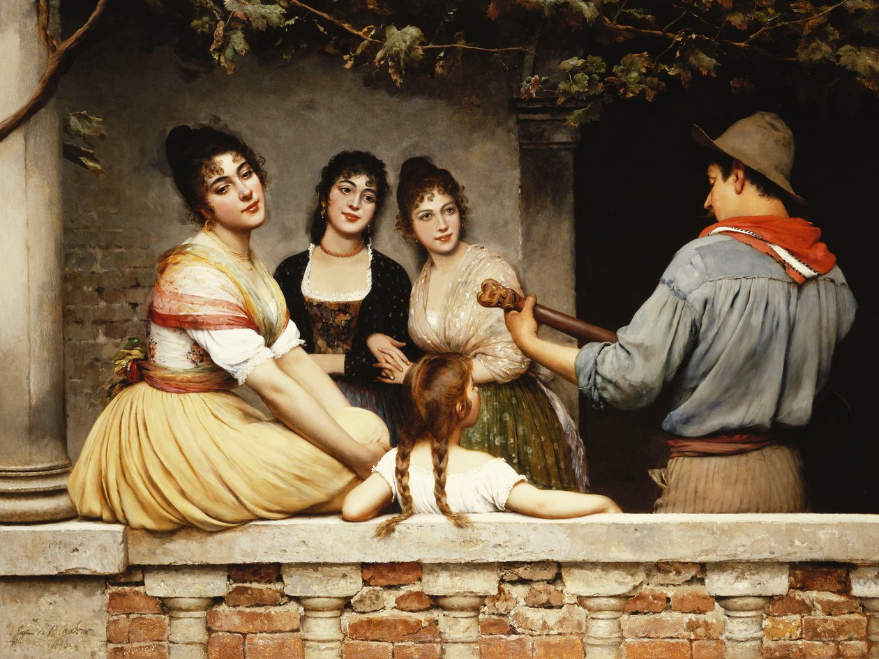 Parvekkeella, 1893 tekijältä Eugen von Blaas