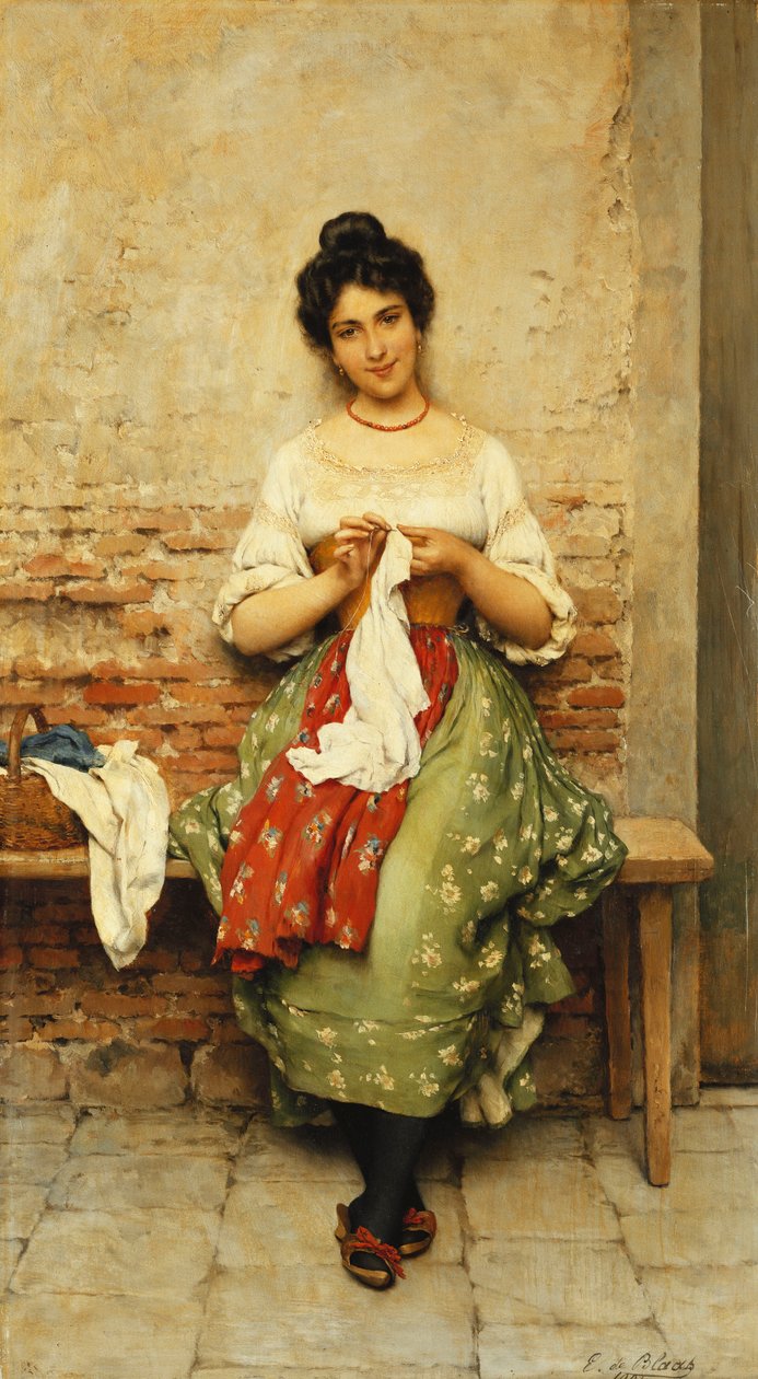Ompelija, 1901 tekijältä Eugen von Blaas