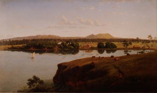 Näkymä Purrumbeten asemalta luoteeseen. Mt. Leura ja Mt. Sugarloaf kaukana, Australia tekijältä Eugen von Guerard