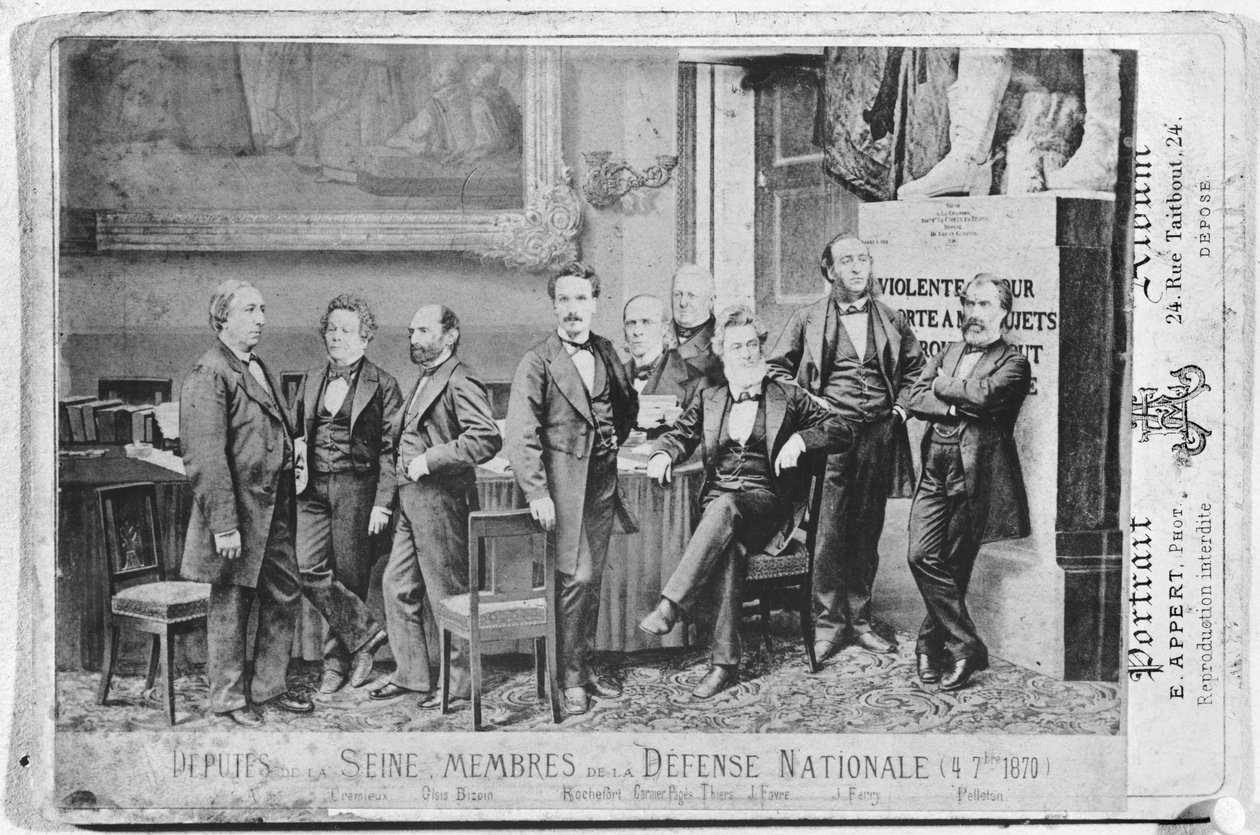 Seinen kansanedustajat, maanpuolustushallituksen jäsenet 4.9.1870, 1870 tekijältä Eugene Appert