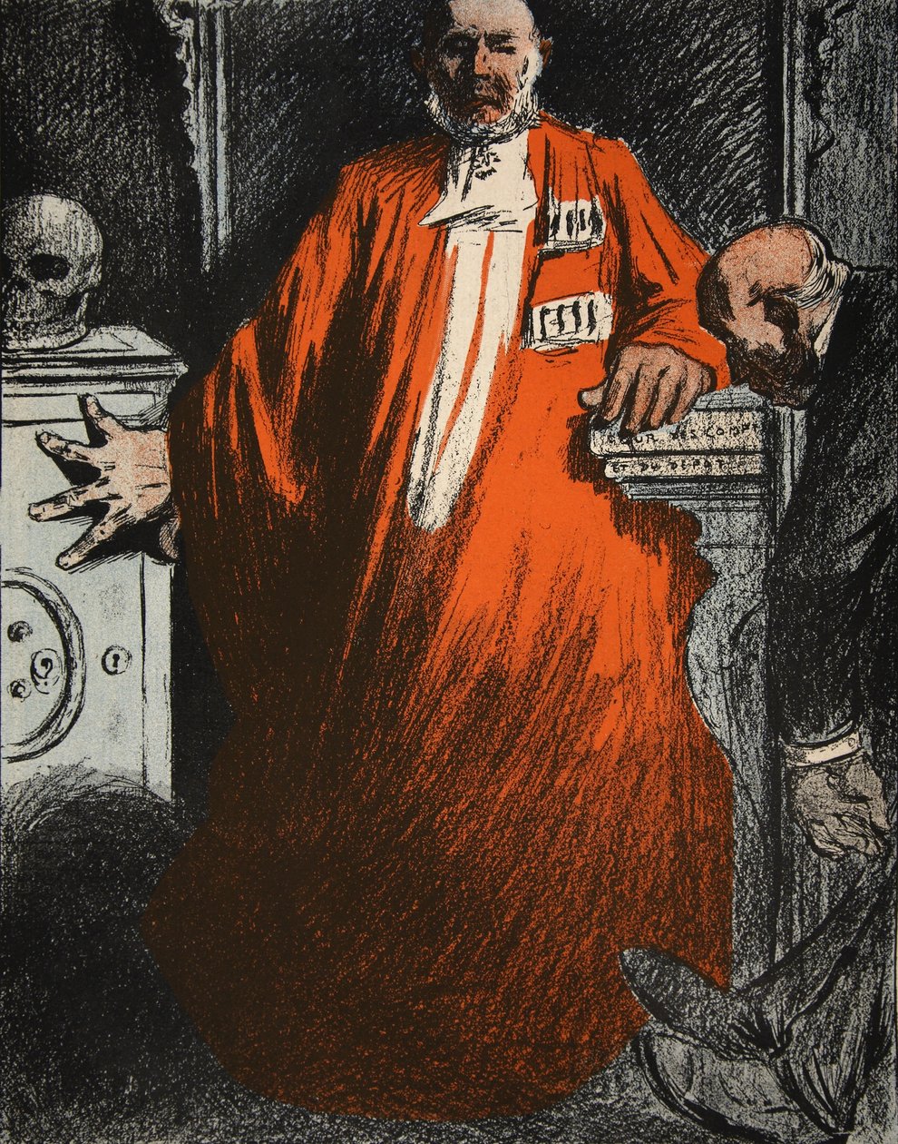 Tuomari täysissä vaatteissa, kuvitus teoksesta "The Butter Plate: The Officials", 9. elokuuta 1902 tekijältä Eugene Cadel