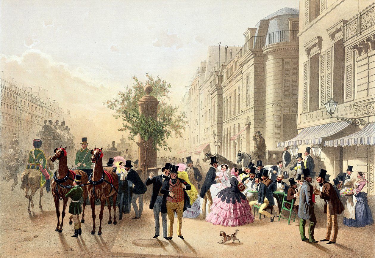 Boulevard des Italiens, kirjasta "Physionomies de Paris", 1856 tekijältä Eugene Charles Francois Guerard