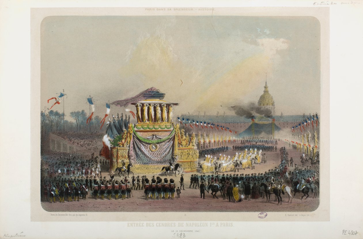 Napoleon I:n tuhkan palauttaminen Pariisiin 15. joulukuuta 1840 tekijältä Eugene Charles Francois Guerard