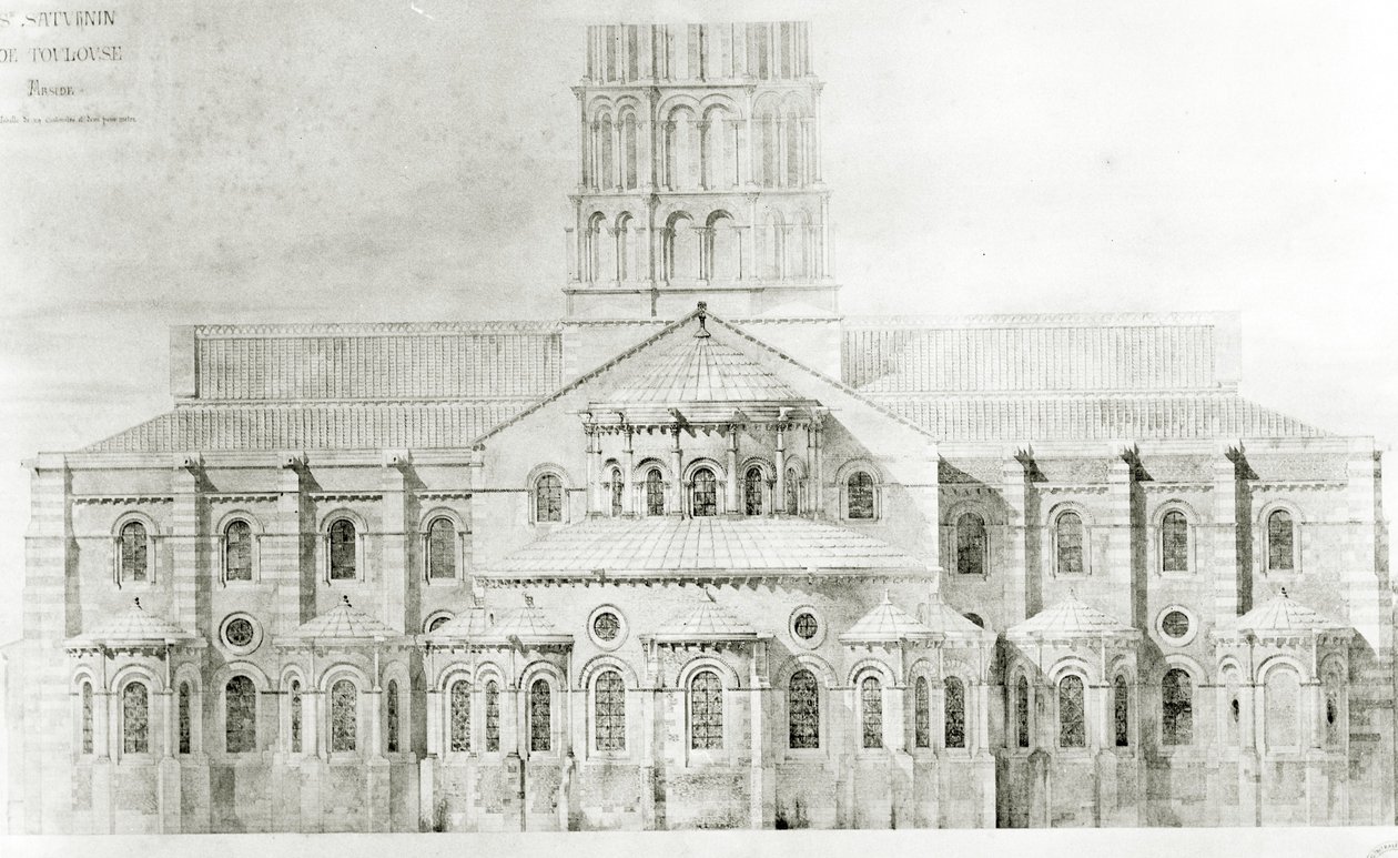Pyhän Serninin basilika, Toulouse (kynä ja wc paperilla) tekijältä Eugene Emmanuel Viollet le Duc