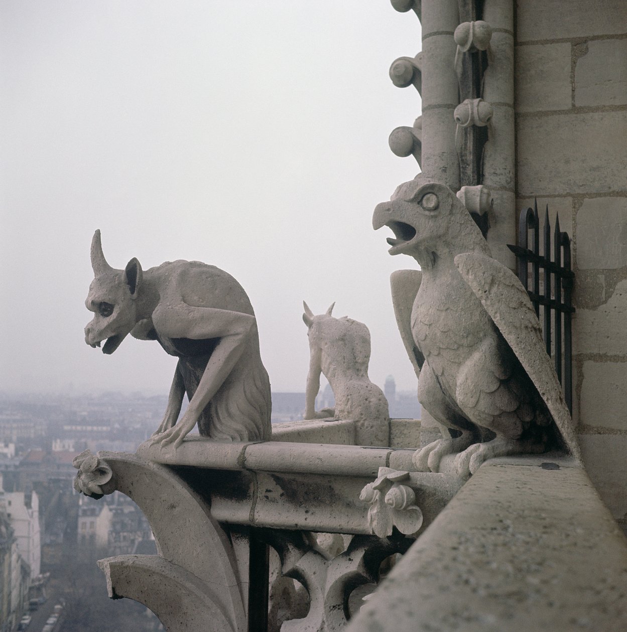 Gargoyles Grande Galerien kaiteella, kopio 1100-luvun alkuperäisestä tekijältä Eugene Emmanuel Viollet le Duc