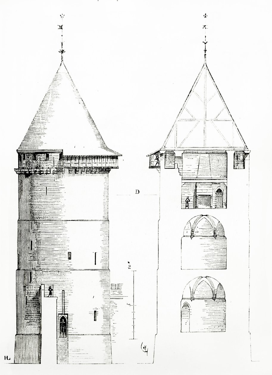 Piirustus "Ranskan arkkitehtuurin sanakirjasta 1000-1500-luvulta", 1861 tekijältä Eugene Emmanuel Viollet le Duc