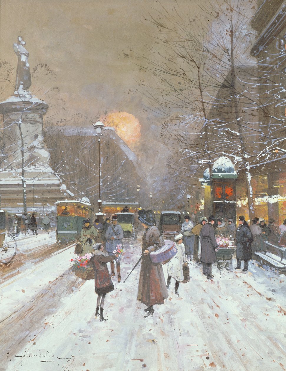 Pariisin lumikohtaus tekijältä Eugene Galien Laloue