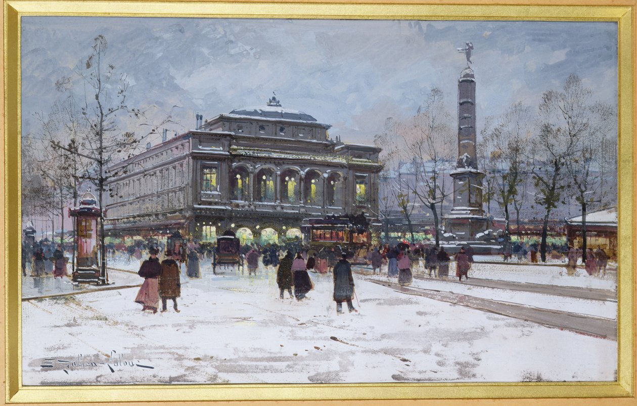 Place du Chatelet, Pariisi tekijältä Eugene Galien Laloue