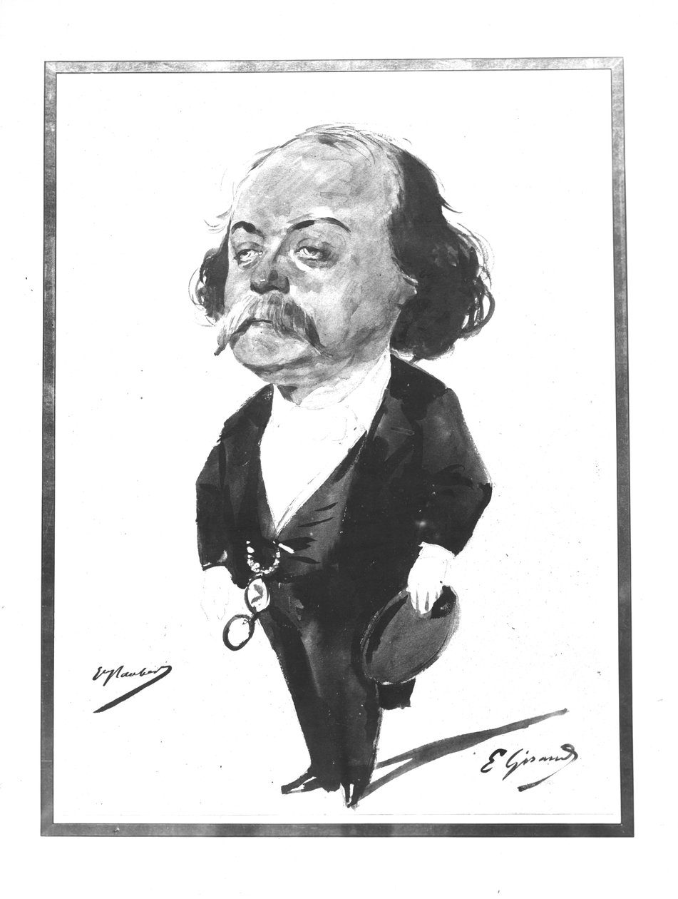 Gustave Flaubertin karikatyyri, 1867 tekijältä Pierre François Eugène Giraud
