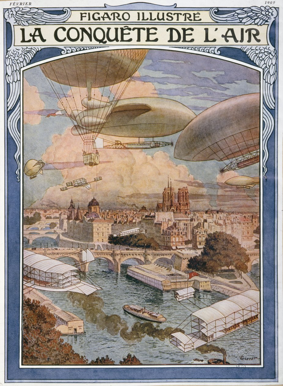The Conquest of Air, Figaro Illustren kansikuva, helmikuu 1909 tekijältä Eugene Grasset