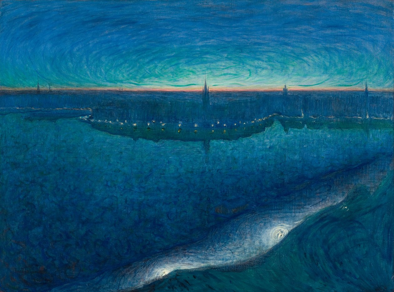 Gryning Riddarfjardenin yli Dawn Riddarfjardenin yllä tekijältä Eugène Jansson