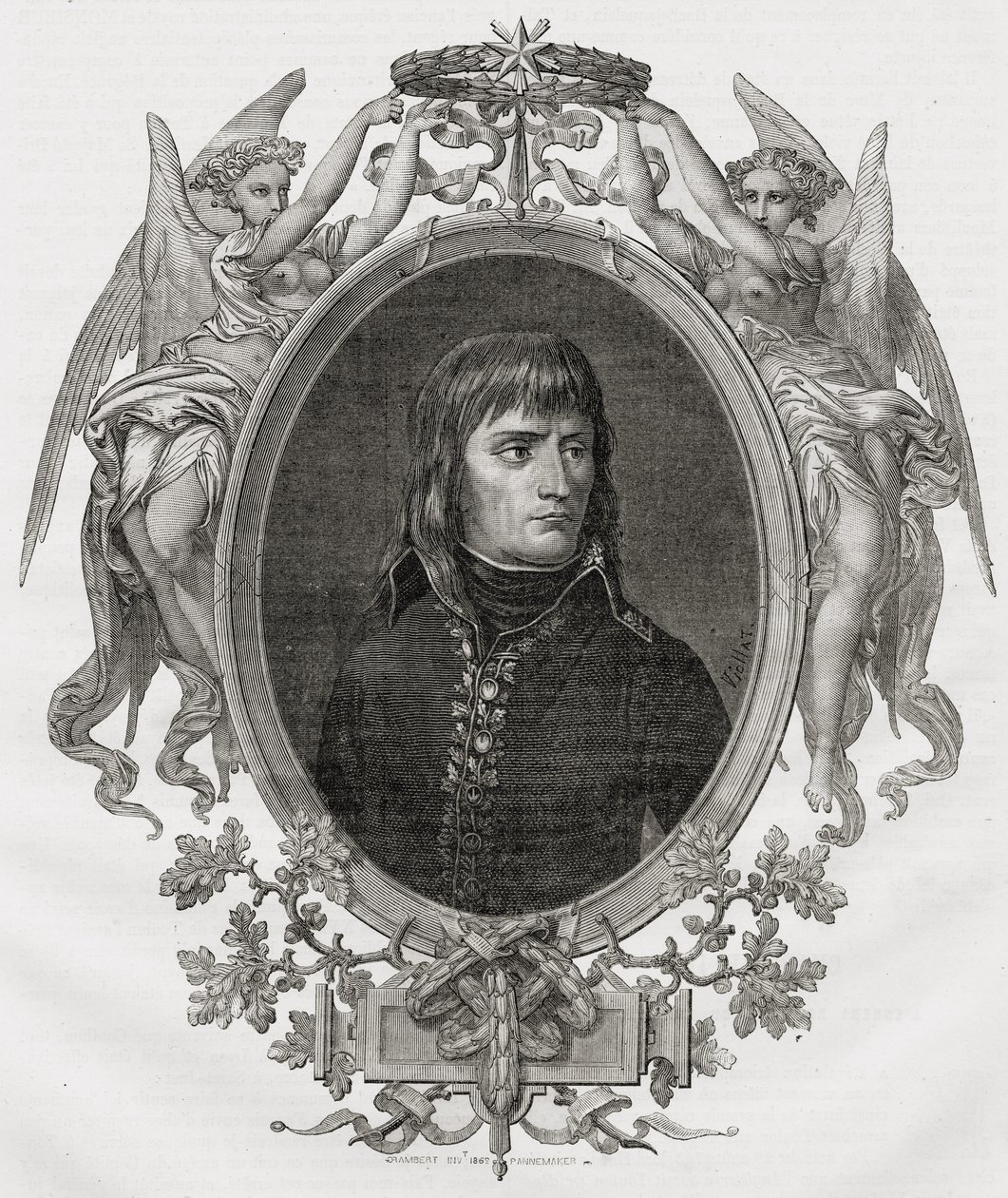 Stephane Pannemakerin (1847-1930) kaivertama Napoleon Bonaparten (1769-1821) muotokuva tekijältä Eugene Joseph Viollat