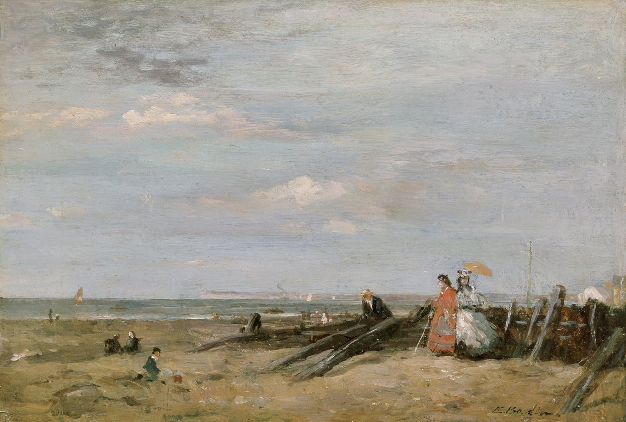 Rantakuva Trouvillessa, 1860-luku (öljy kortille ja paneelille) tekijältä Eugene Louis Boudin