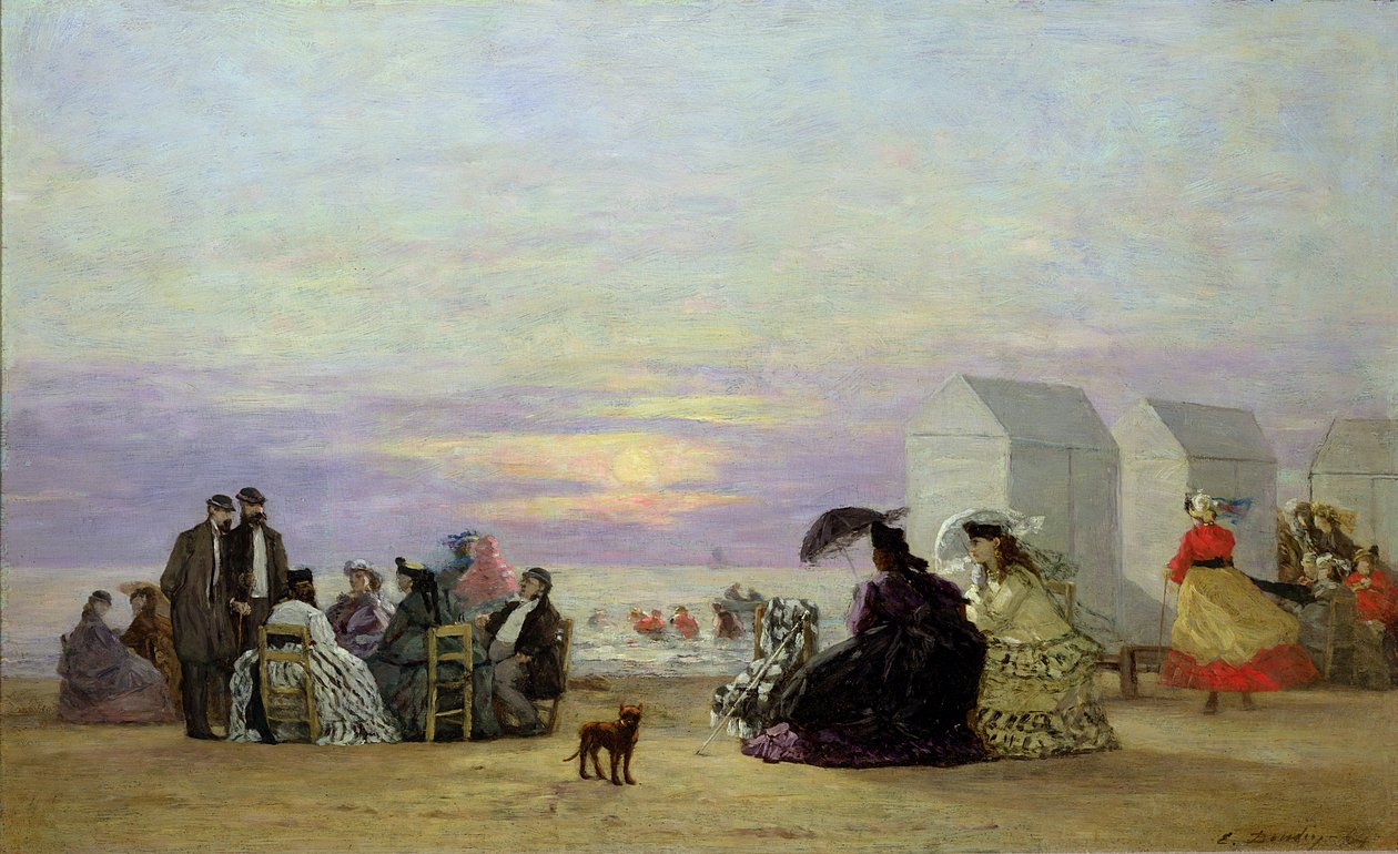 Rantakohtaus, ilta, 1864 tekijältä Eugene Louis Boudin