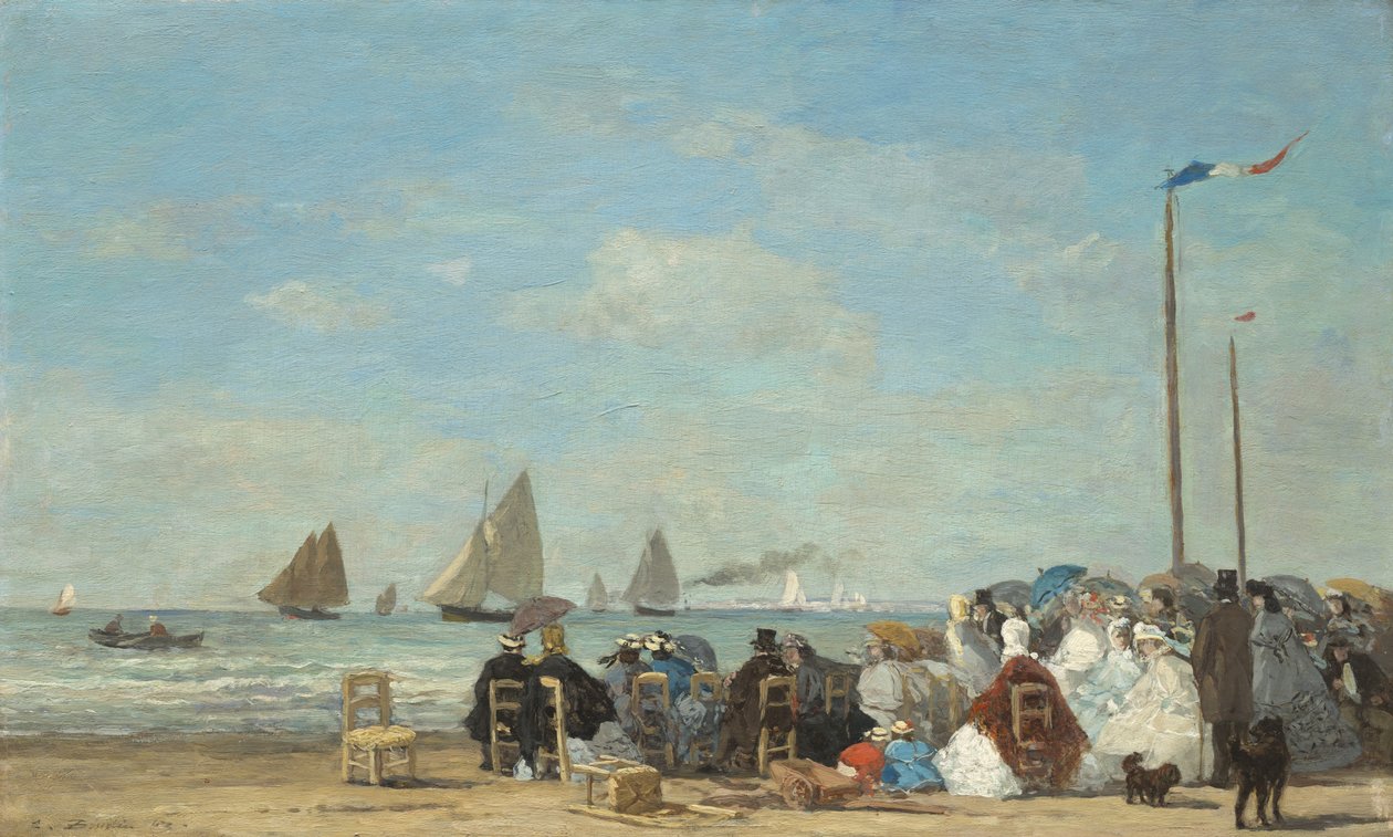 Rantakohtaus Trouvillessa, 1863 (öljy puulle) tekijältä Eugene Louis Boudin