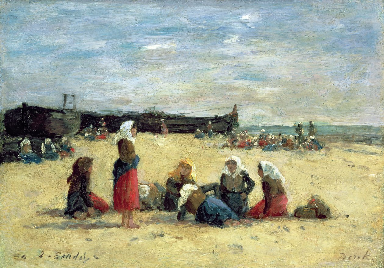 Berck, Kalastajat rannalla, 1876 tekijältä Eugene Louis Boudin