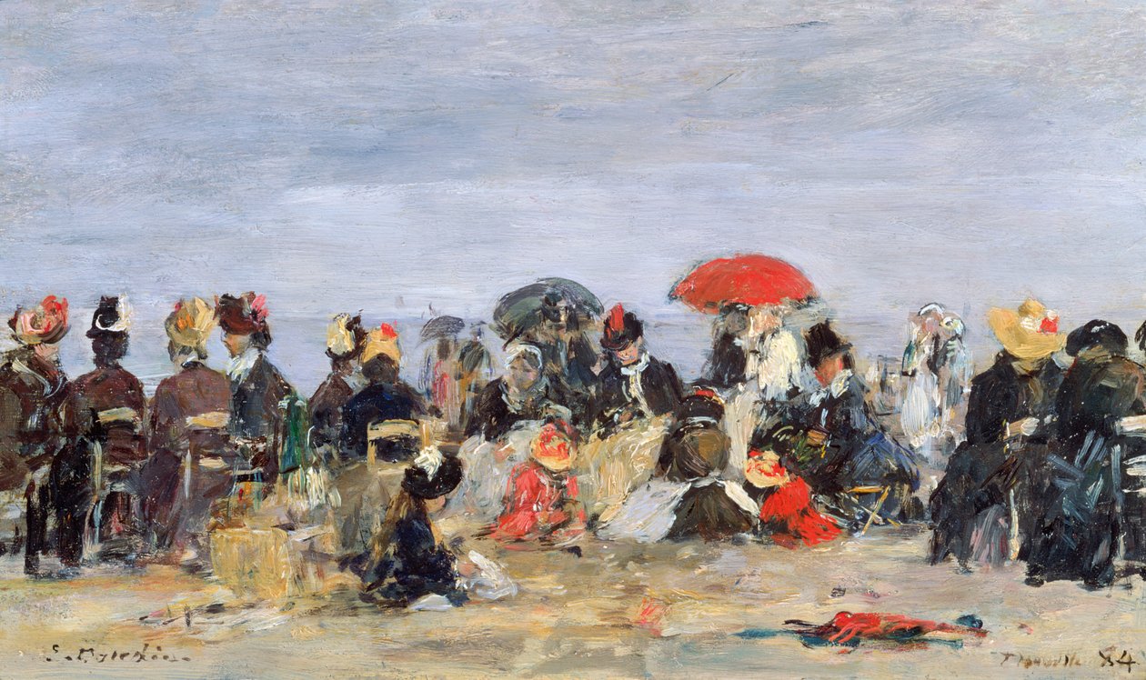 Hahmoja rannalla, 1884 tekijältä Eugene Louis Boudin