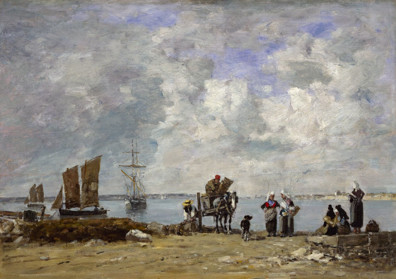 Kalastajanaiset meren rannalla, 1872 tekijältä Eugene Louis Boudin