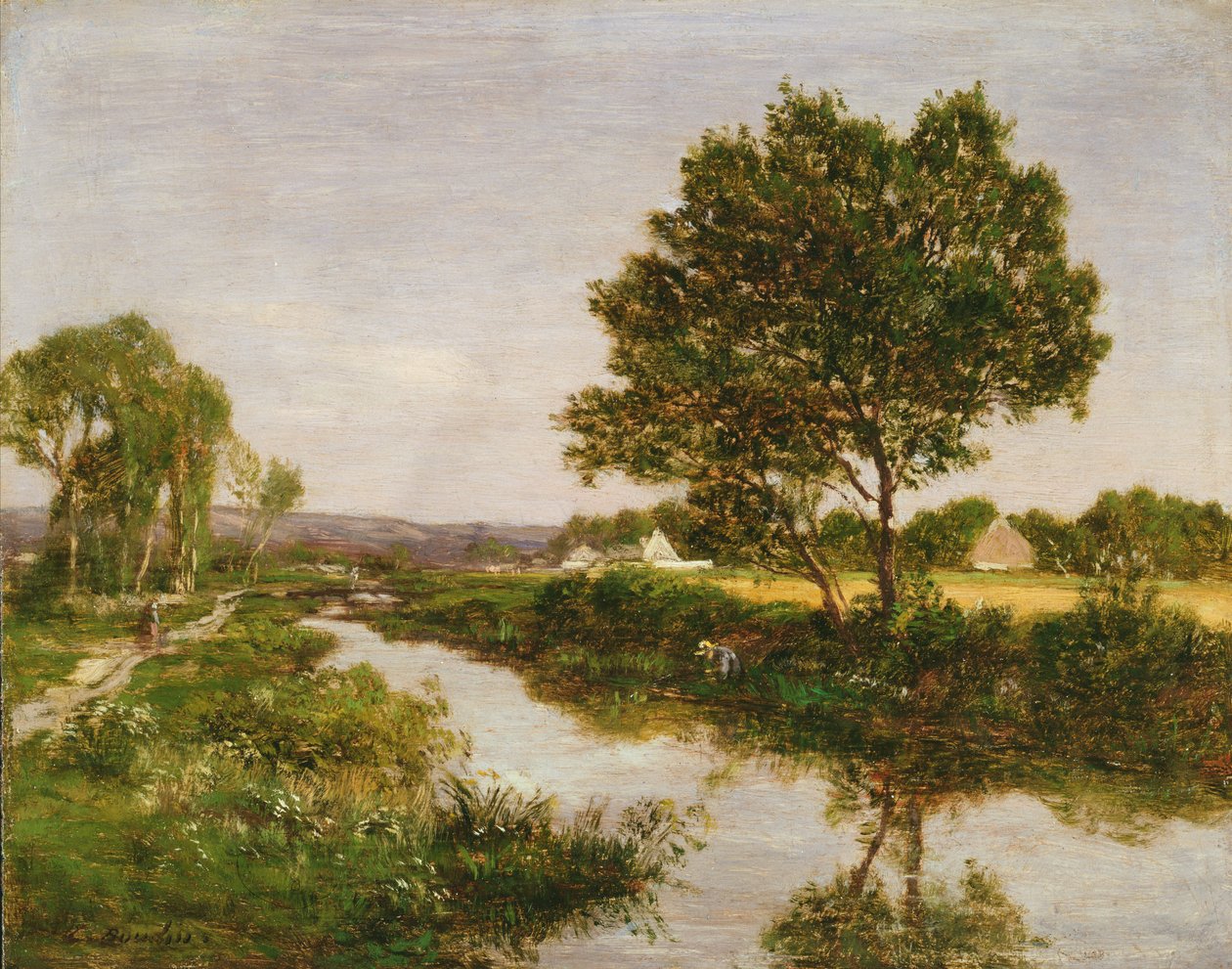 Joki Quimperin laitamilla, 1854-57 tekijältä Eugene Louis Boudin