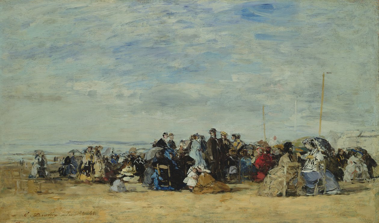 Trouvillen ranta, 1866 tekijältä Eugene Louis Boudin