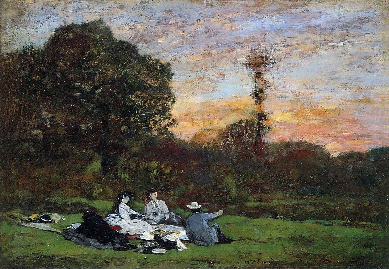 Manet-perhe piknikillä, 1866 tekijältä Eugene Louis Boudin