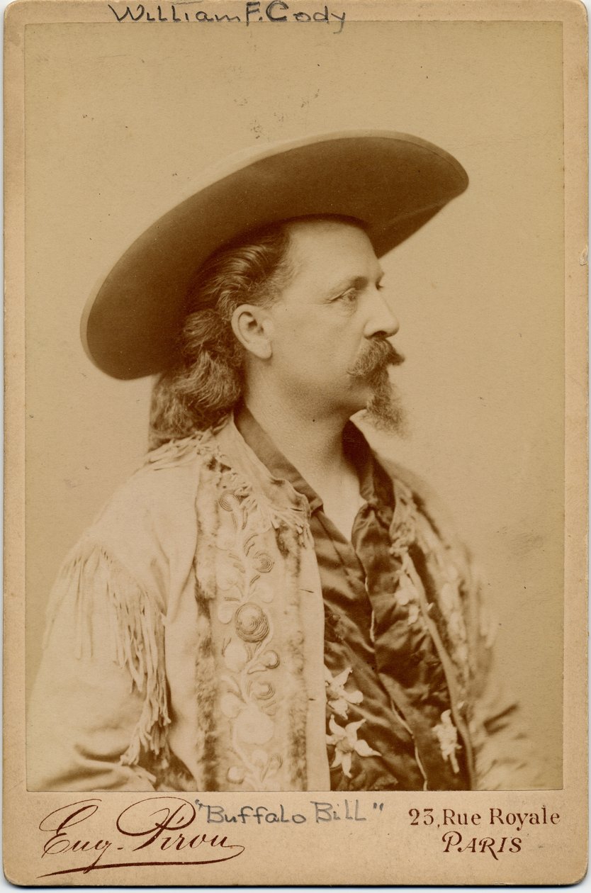 William Frederick Cody, Buffalo Bill (1846-1917), yhdysvaltalainen sotilas ja esiintyjä (valkopainokuva) tekijältä Eugene Pirou