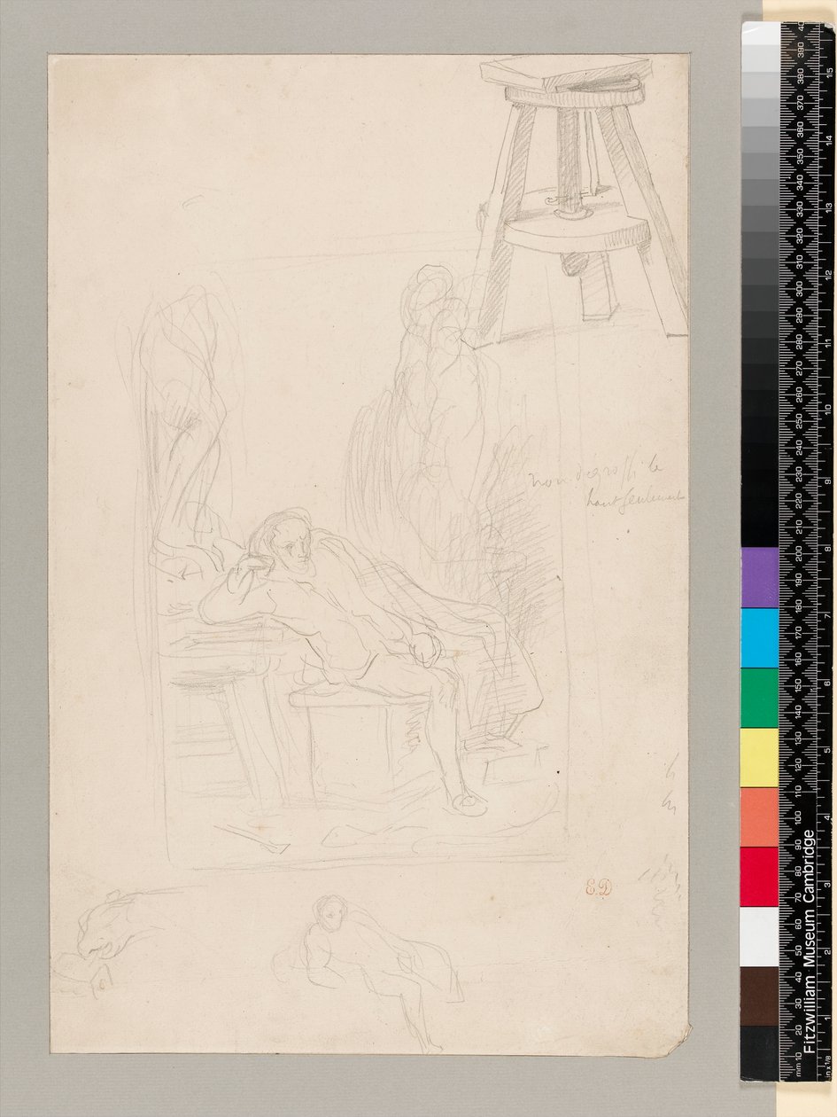 Opiskelua "Michelangelolle studiossaan" tekijältä Eugene  Delacroix