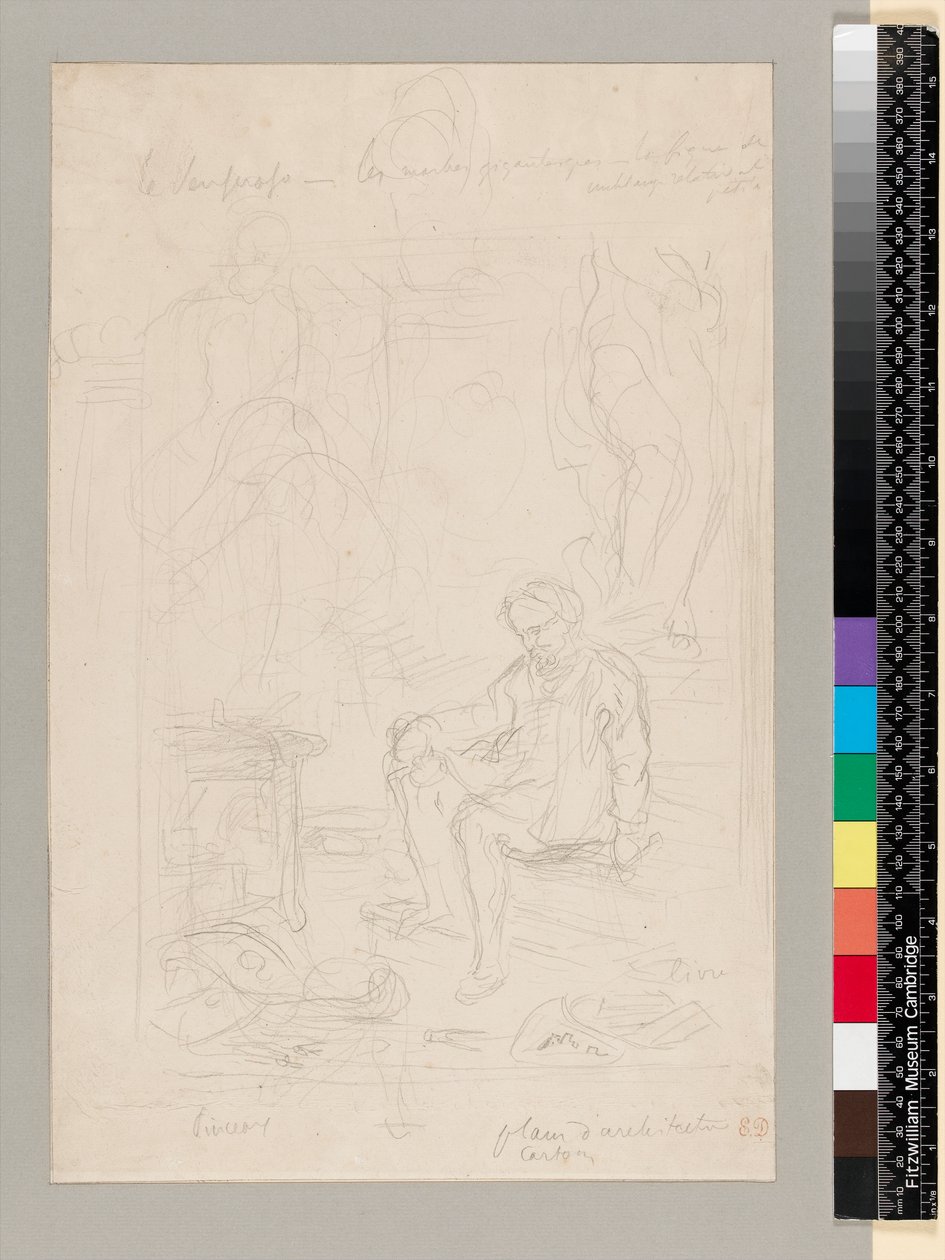 Opiskelua "Michelangelolle studiossaan" tekijältä Eugene  Delacroix