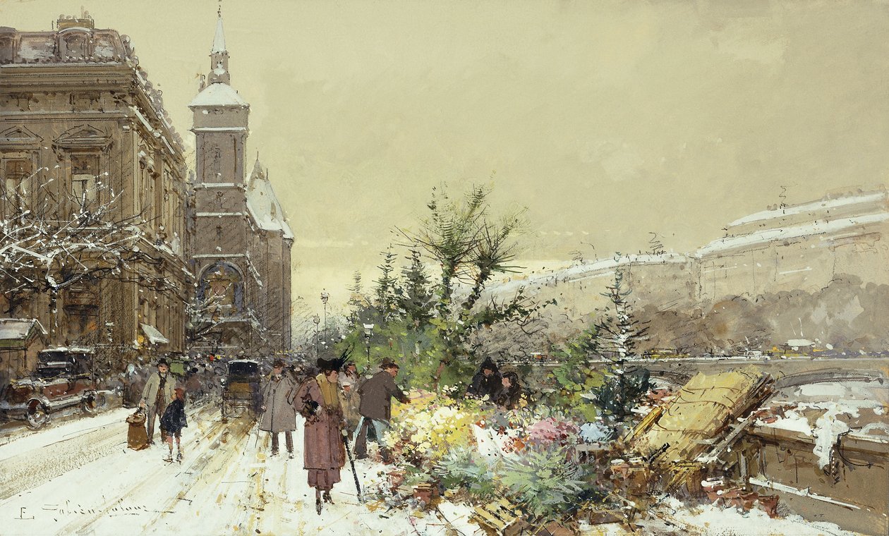 Kukkamarkkinat; Kukkatori tekijältä Eugene Galien Laloue