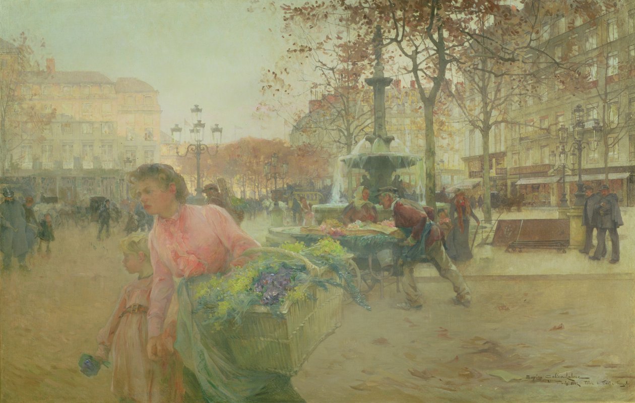 Place du Theatre Francais, Pariisi tekijältä Eugene Galien Laloue